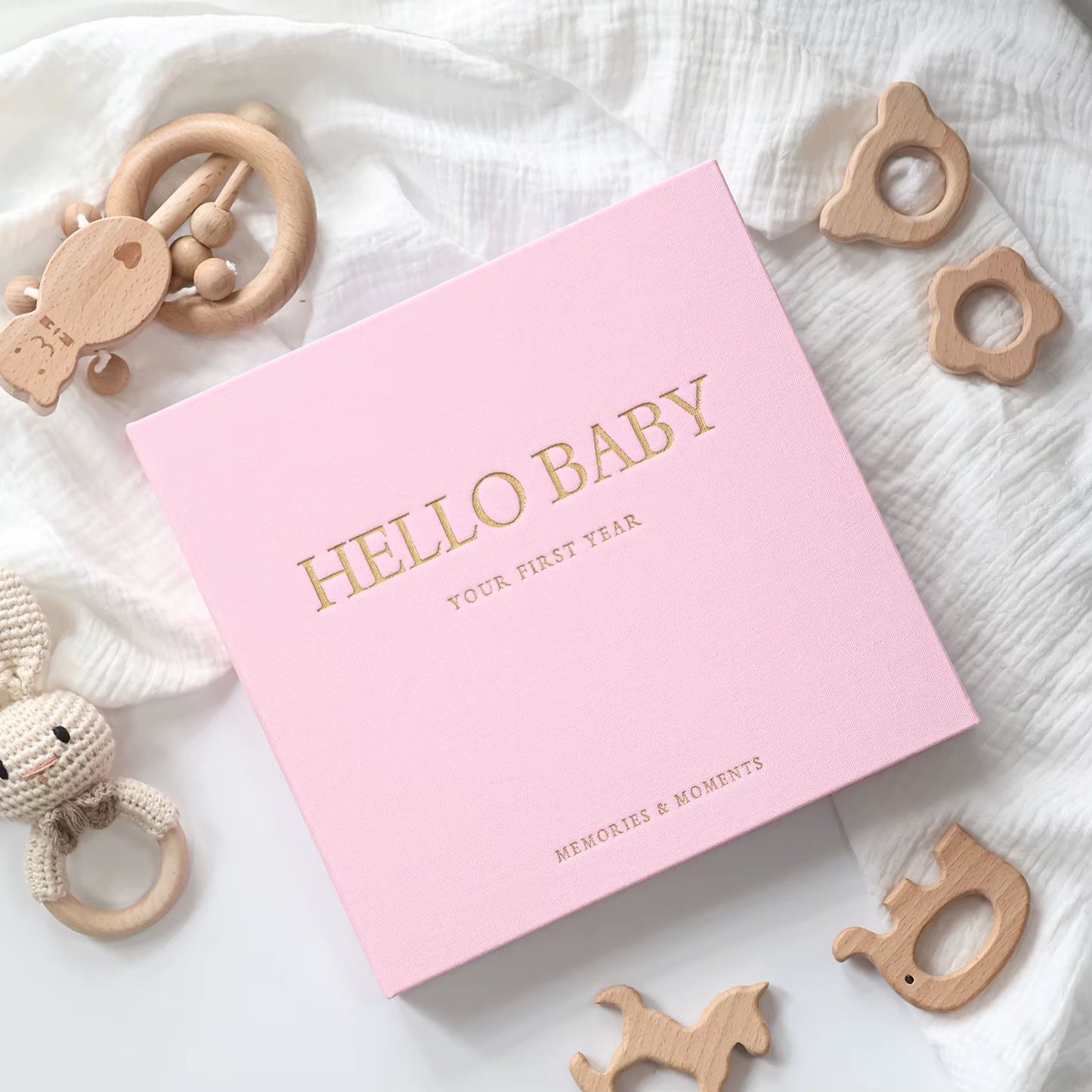 Wholesale Baby Memory Book Hello Baby Beige Keepsake Pregnancy Record Growth First Year Milestone Journal Scrapbook Album