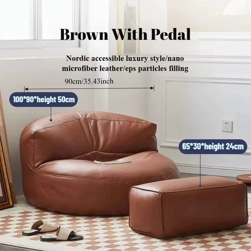 Lazy Sofas Living Room Single Sofa Modern Design Sofa for 1 Person Can Lie down Beanbag Tatami Thickened Leather Home Furniture