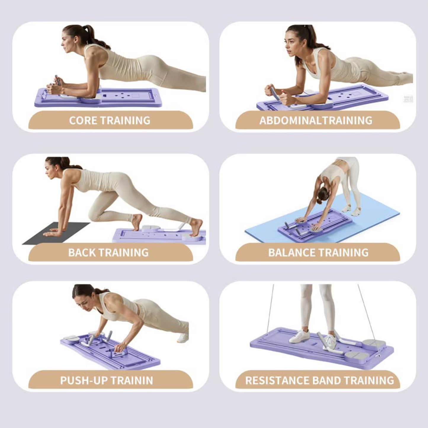 At Home Pilates Board Foldable 4-In-1 Exercise Wheel Roller Exercise Equipment for Home Gym Workout Trainer Pilate Board