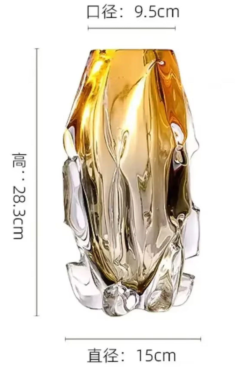 High-Grade Crystal Glass Art Vase Ornaments Modern Contracted Vase Decoration Hand Craft Gift Desk Decorative Flower Ware
