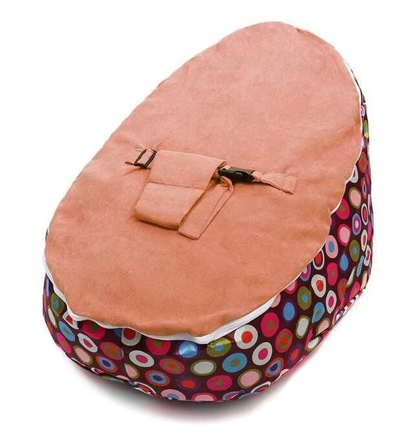 Soft Baby Chair Infant Bean Bag Bed Cover without Filler Pouf for Feeding Baby Snuggle Bed with Belt for Safety Protection