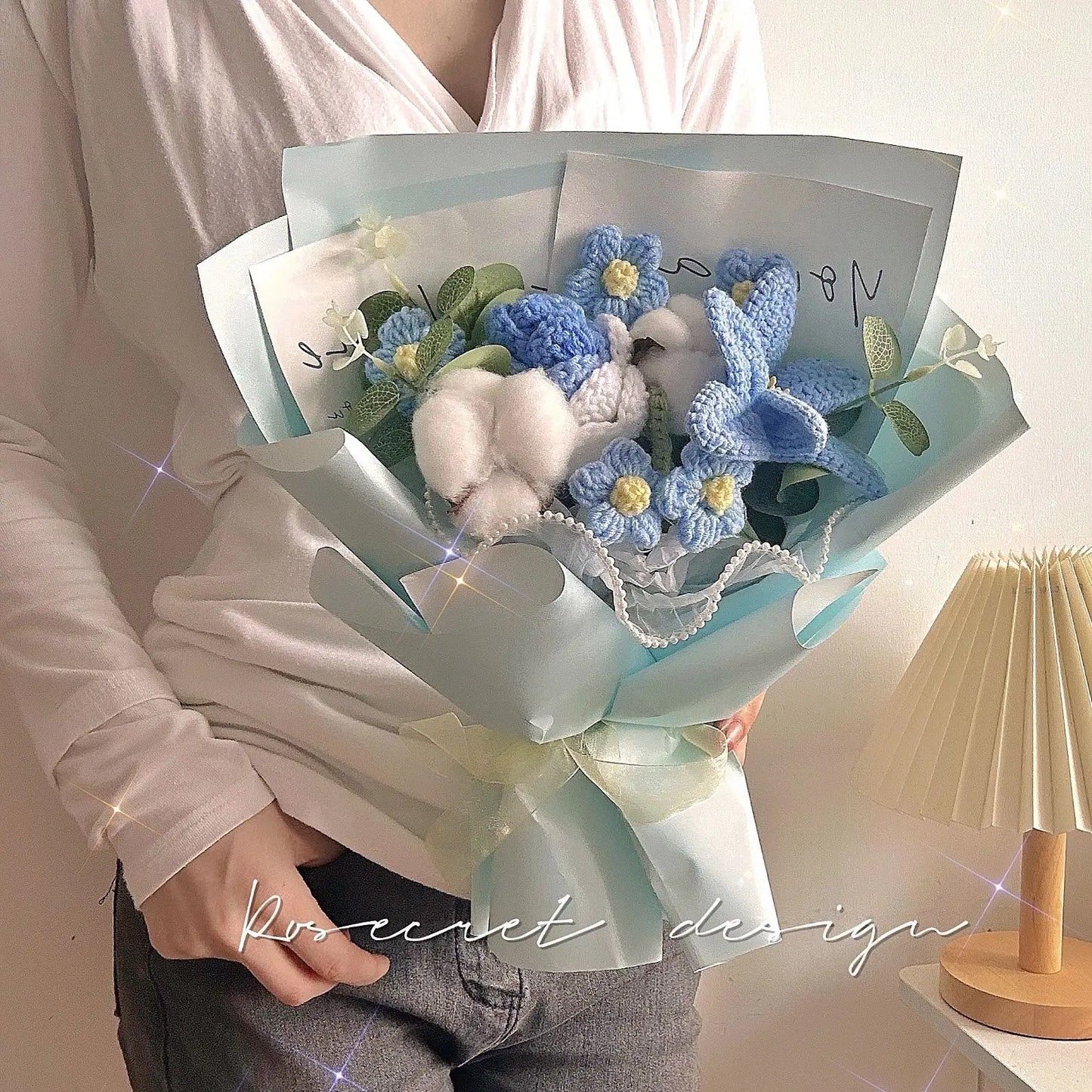 Handmade Rose Tulip Knitted Bouquet Birthday Gift Lover Mom