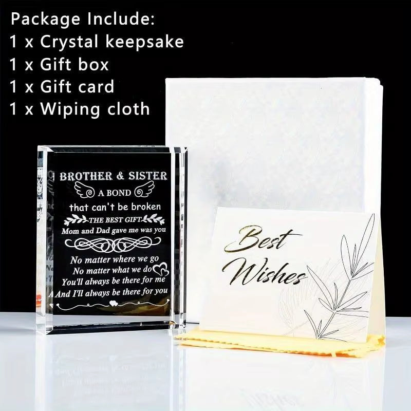 Sister-To-Brother Gift: Laser Engraved Crystal Keepsake – Meaningful Present (Suitable for Brother’S Special Occasions).