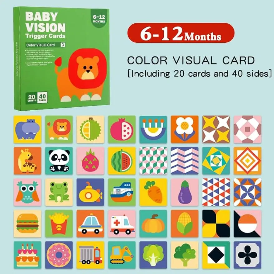 Montessori 0-12Month Baby Vision Cards Black and White Flash Card High Contrast Stimulate Newborn Visual Early Learning Kids Toy
