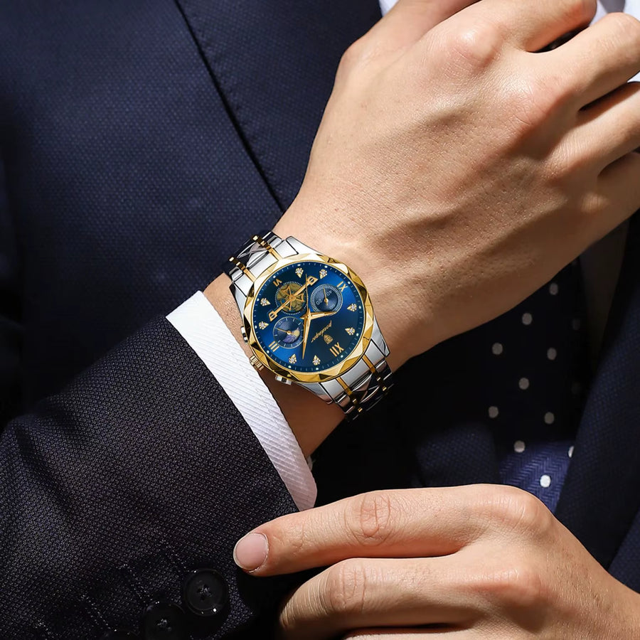 Luxury Man Wristwatch Chronograph Waterproof Luminous Men Watch Stainless Steel High Quality Sport Men'S Quartz Watches