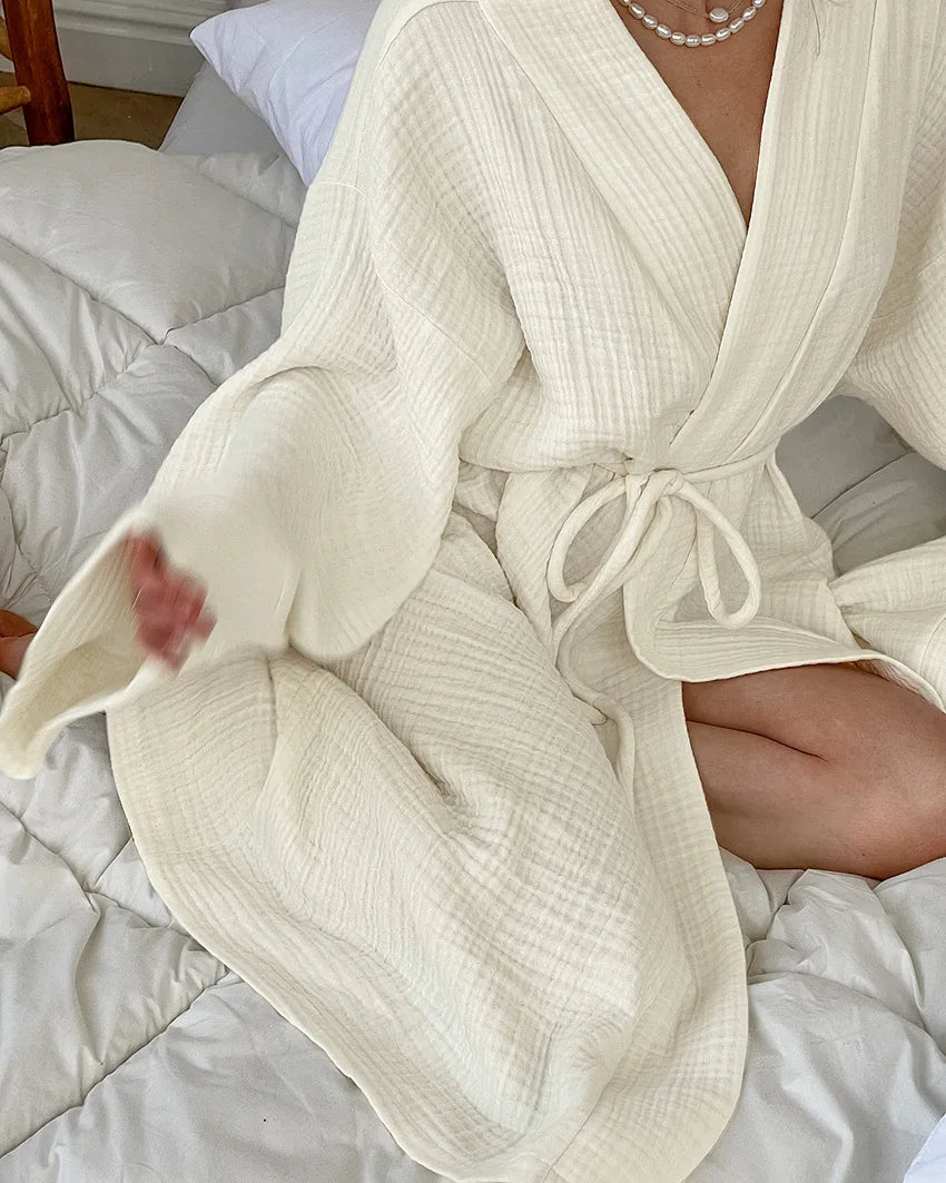 Spring/Summer 2025 Women'S Bathrobes, Cardigans, Lace-Up Bathrobes,Long-Sleeved Casual, Loose and Comfortable Home Wear, Pajamas