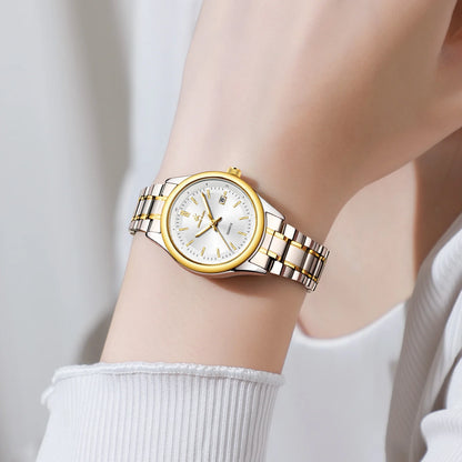 Women’S Watch Luxury Gold Watch Originaldate Week Stainless Steel Waterproof Luminous Elegant Dress Ladies' Watches
