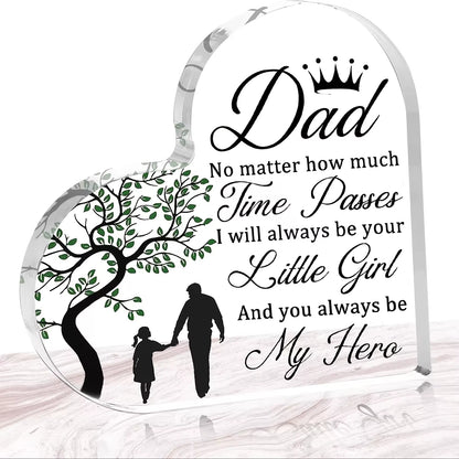 Dad Gifts from Daughter Heart Acrylic Plaque Fathers Day Gift Dad Birthday Gift