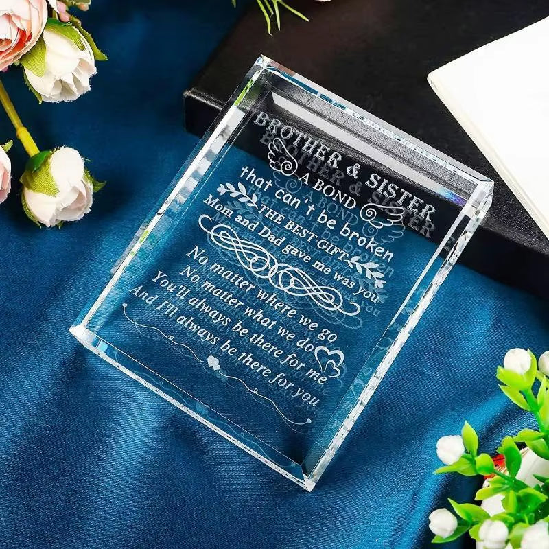 Sister-To-Brother Gift: Laser Engraved Crystal Keepsake – Meaningful Present (Suitable for Brother’S Special Occasions).