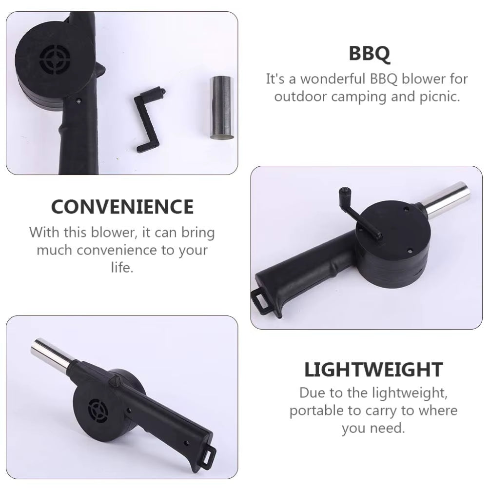 Mini Hand-Cranked Air Blower Portable BBQ Grill Fire Bellows Barbecue Fan for Picnic Camping Outdoor Grilling Essentials