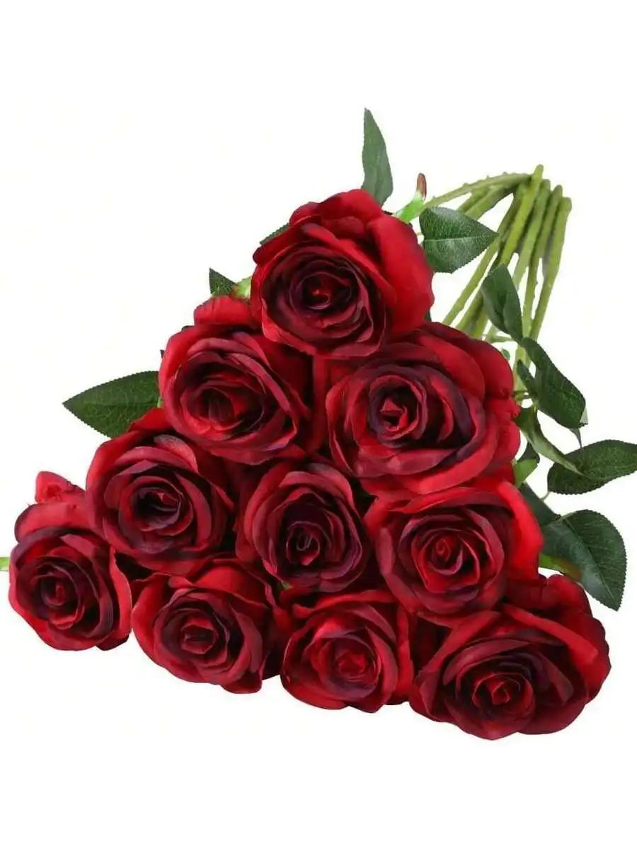 10Pcs Flannel Artificial Roses: Perfect for Valentine’S Day, Home & Wedding Decor