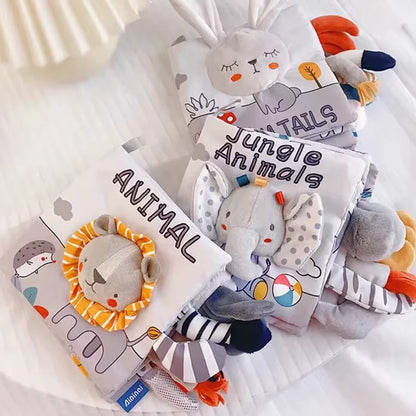 Soft Baby Books 3D Touch Feel High Contrast Cloth Book Sensory Early Learning Stroller Toys for Infant Toddler Gifts 0-12 Months