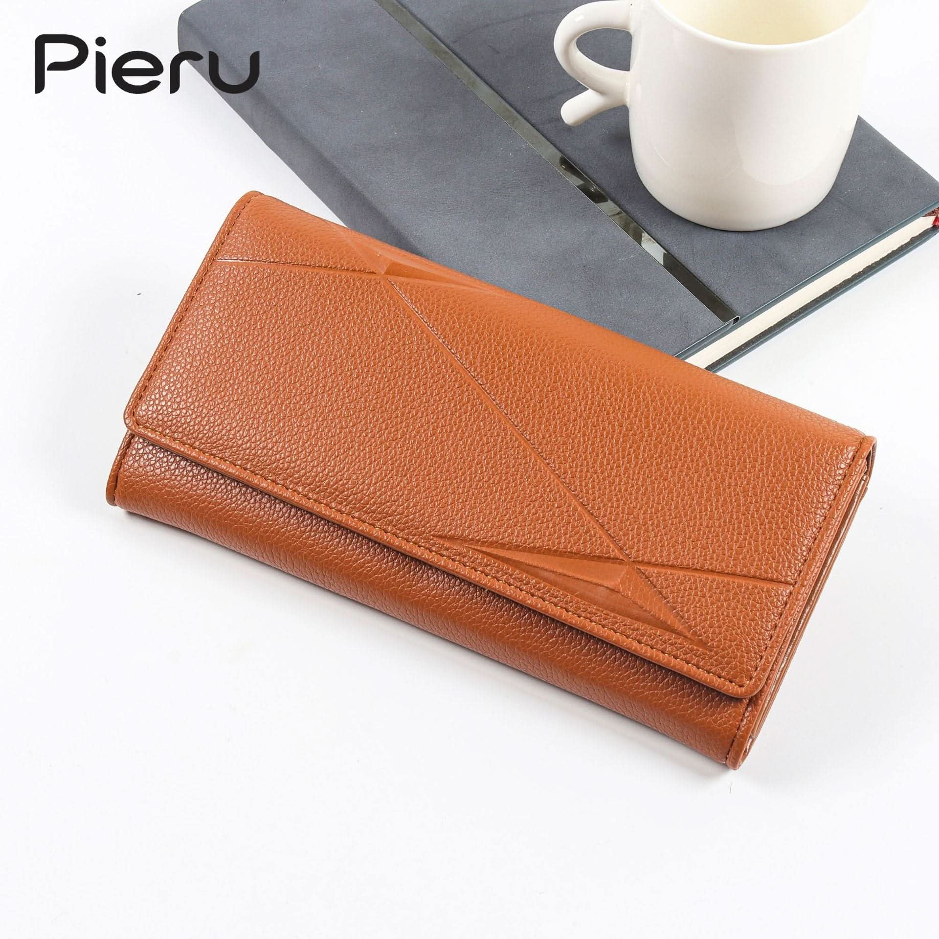 Pieru Women’S Trifold Wallet – Embossed PU Leather Long Wallet