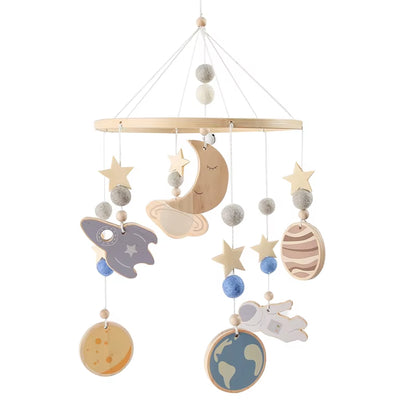 Baby Bed Bell Wood Mobile Toddler Rattles Toys Crib Bell Rattles Boho Style Kids Musical Toys 0-12 Months for Baby Newborn Gifts