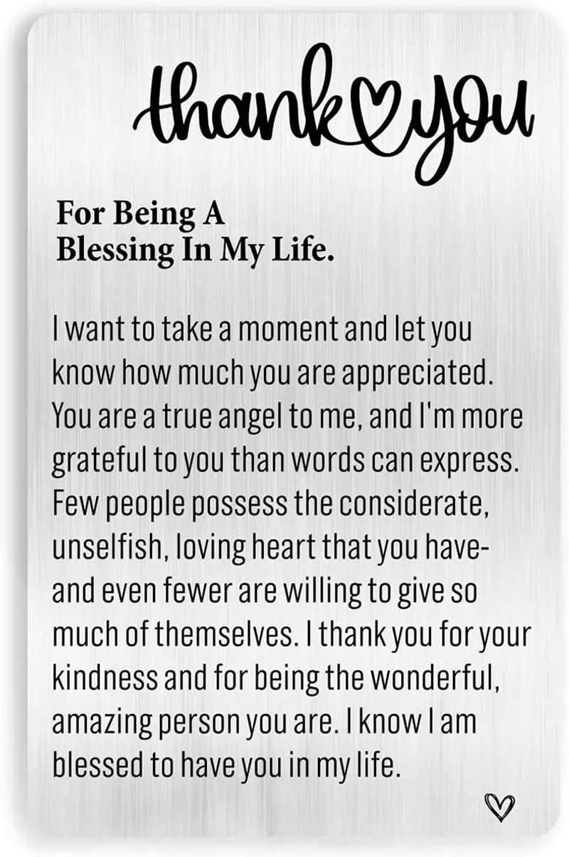 Appreciation Gift for Women Men, Engraved Wallet Card Inserts Teacher Coach,Thank You Note Cards Thanksgiving Day Gifts