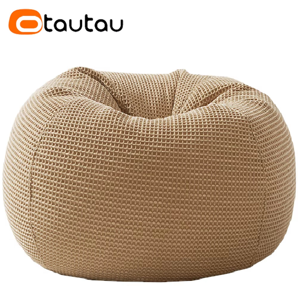 100% Pure Cotton Waffle Bean Bag Cover without Filler Floor Pouf Chair Beanbag Ottoman Frameless Furniture DD010