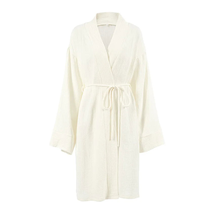 Spring/Summer 2025 Women'S Bathrobes, Cardigans, Lace-Up Bathrobes,Long-Sleeved Casual, Loose and Comfortable Home Wear, Pajamas