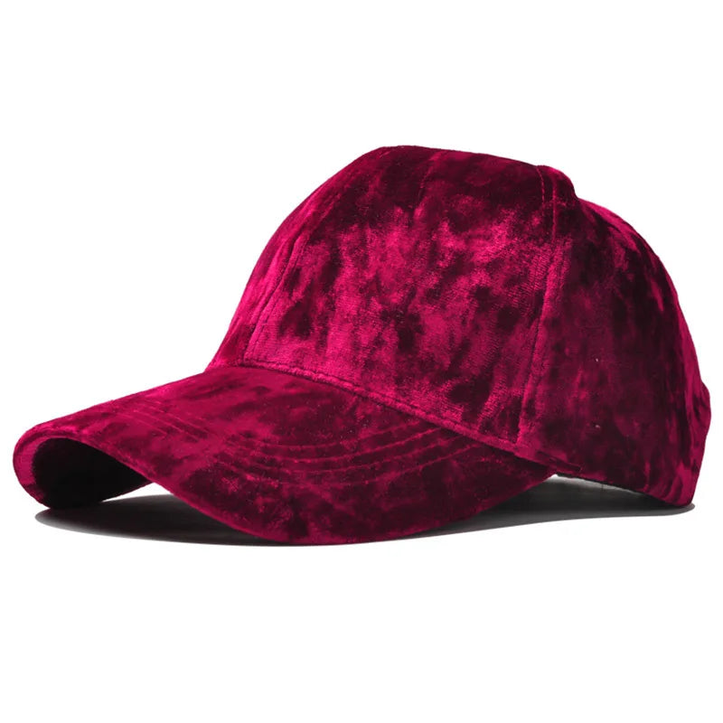 Brand Burgundy Velour Baseball Cap for Women Designer Adjustable Baseball Hat Korean Casual Hat and Cap Gorra Beisbol