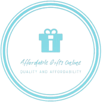 Affordable Gifts Online logo with blue gift icon on transparent background