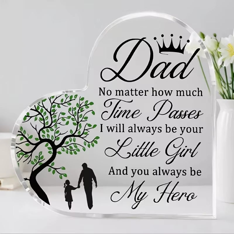 Dad Gifts from Daughter Heart Acrylic Plaque Fathers Day Gift Dad Birthday Gift