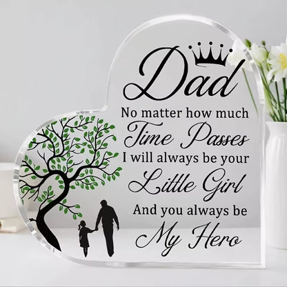 Dad Gifts from Daughter Heart Acrylic Plaque Fathers Day Gift Dad Birthday Gift