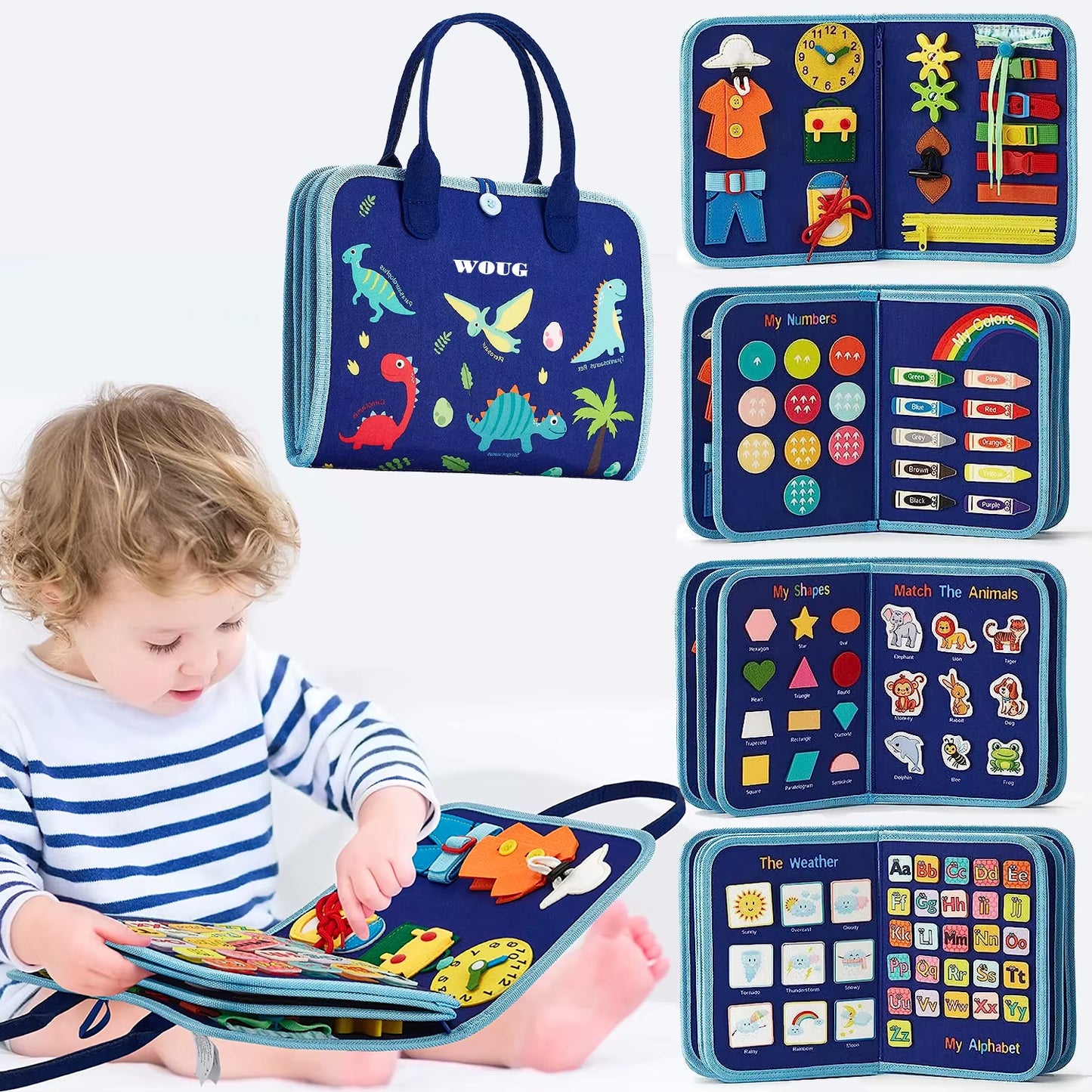 Toddler Montessori Busy Board Activities Education Toys Basic Dress Motor Skills Baby Travel Learning Toys for Christmas Gift