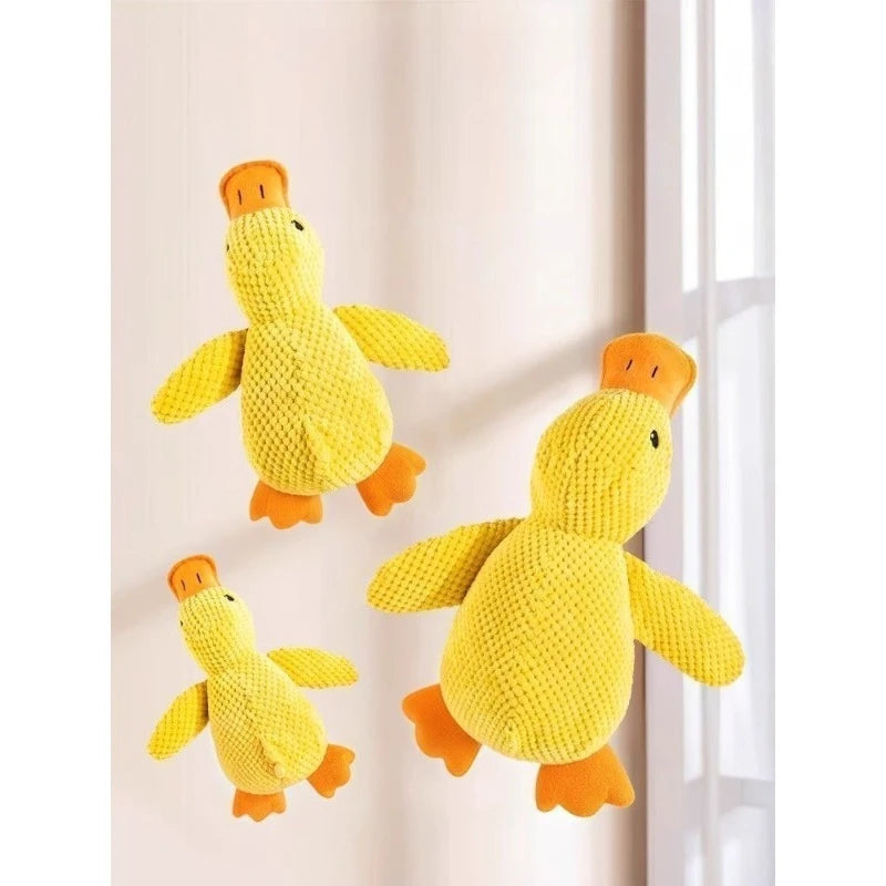 Pet Interactive Companion, Chew-Resistant Chew Dogs Cat Toy Calming Duck Toy for Dog,Soothing Plush Pet Toys with Sound Quack
