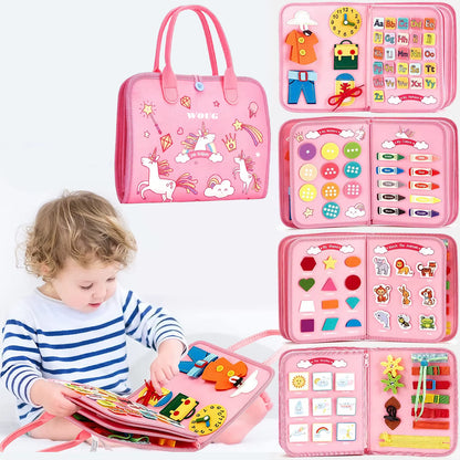 Toddler Montessori Busy Board Activities Education Toys Basic Dress Motor Skills Baby Travel Learning Toys for Christmas Gift