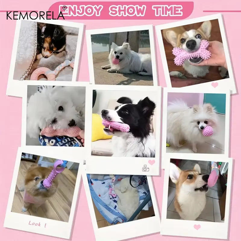 6 PCS Dog Chew Toys for Cleaning Teeth Soft Rubber Bone Funny Ball Interactive Donut Treat Set for Small Medium Dogs Pet Gifts