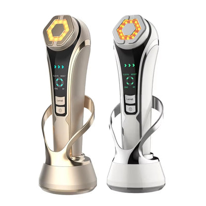 HIFU Face Skin Care EMS Facial Lifting Massager LED Photon Wrinkle Remover Hot Compress 1200Hz Vibration Anti-Aging Device