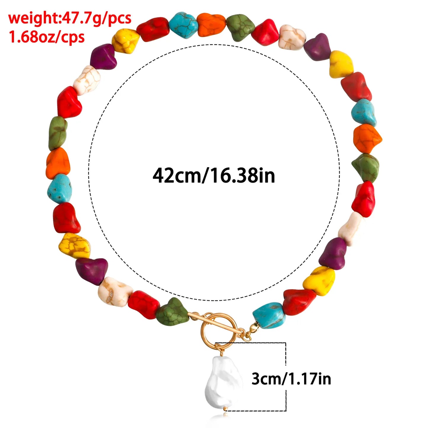 Handmade Colorful Irregular Stone Beads Simple Casual Bohemian Choker Necklace Party Wedding Jewelry Accessary Colorful Cute