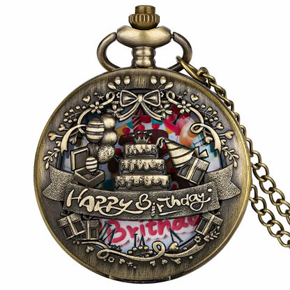 Vintage Bronze Necklace Birthday Gift Hollowed-Out Cake Gift 3D Carved Birthday Gift for Children