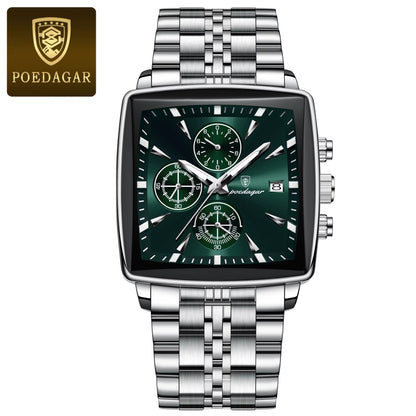 Luxury Square Sport Man Wristwatch Waterproof Luminous Chronograph Quartz Men'S Watches Stainless Steel Men Watch Reloj