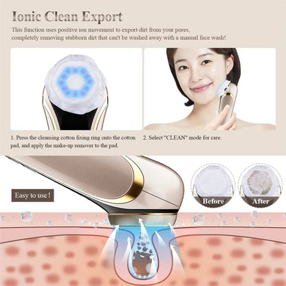 HIFU Face Skin Care EMS Facial Lifting Massager LED Photon Wrinkle Remover Hot Compress 1200Hz Vibration Anti-Aging Device