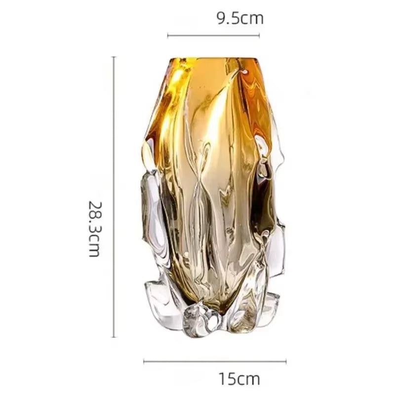 High-Grade Crystal Glass Art Vase Ornaments Modern Contracted Vase Decoration Hand Craft Gift Desk Decorative Flower Ware