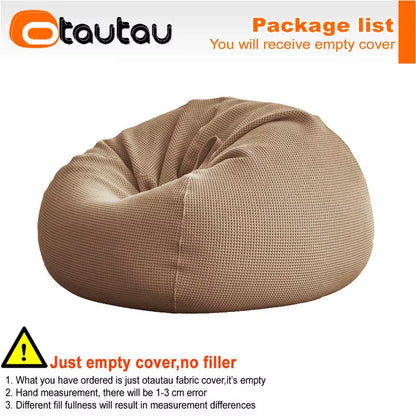 100% Pure Cotton Waffle Bean Bag Cover without Filler Floor Pouf Chair Beanbag Ottoman Frameless Furniture DD010