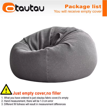 100% Pure Cotton Waffle Bean Bag Cover without Filler Floor Pouf Chair Beanbag Ottoman Frameless Furniture DD010