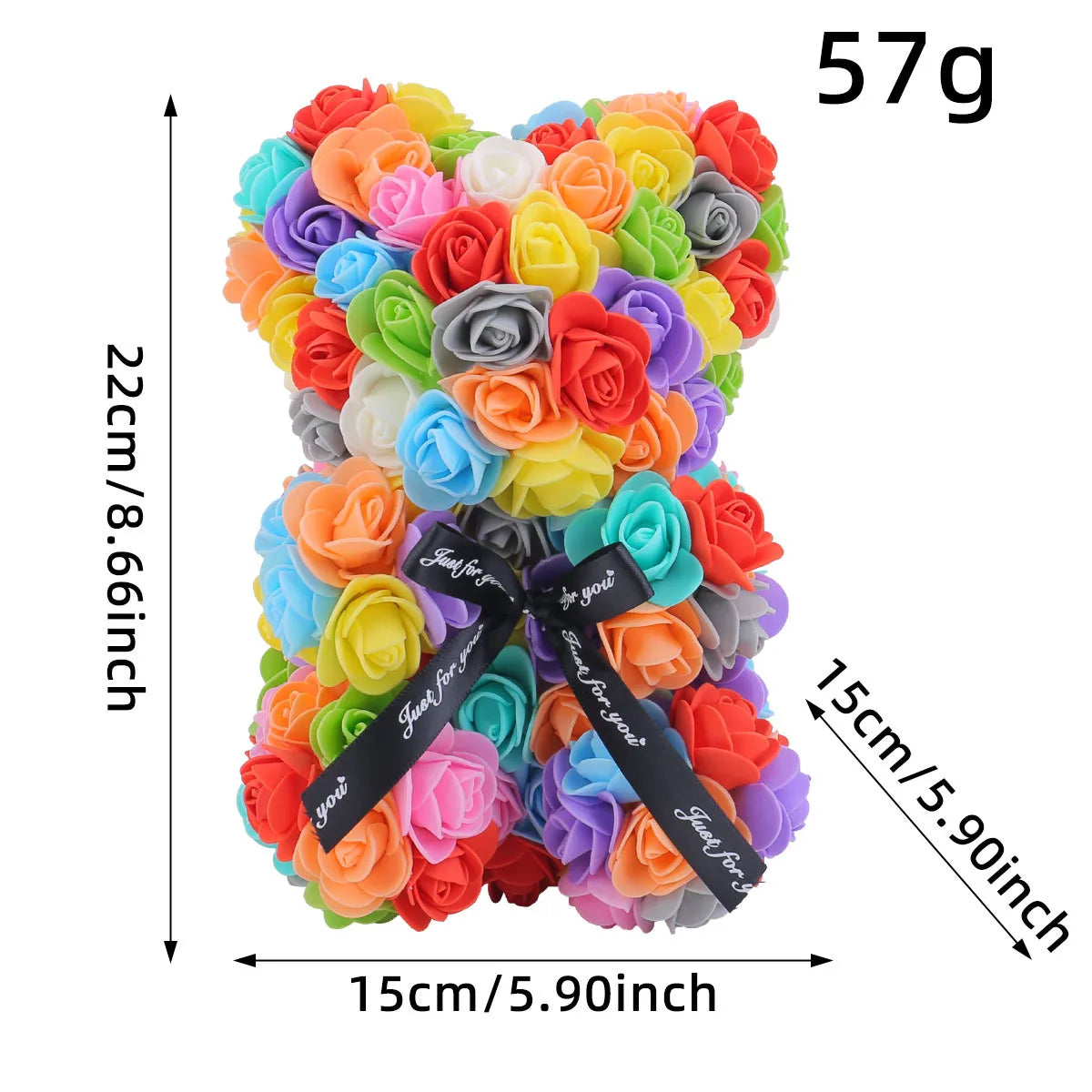 Wedding Home Decor, Rainbow Eternal Rose Bear, Anniversary Gift
