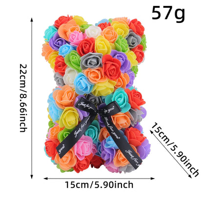 Wedding Home Decor, Rainbow Eternal Rose Bear, Anniversary Gift