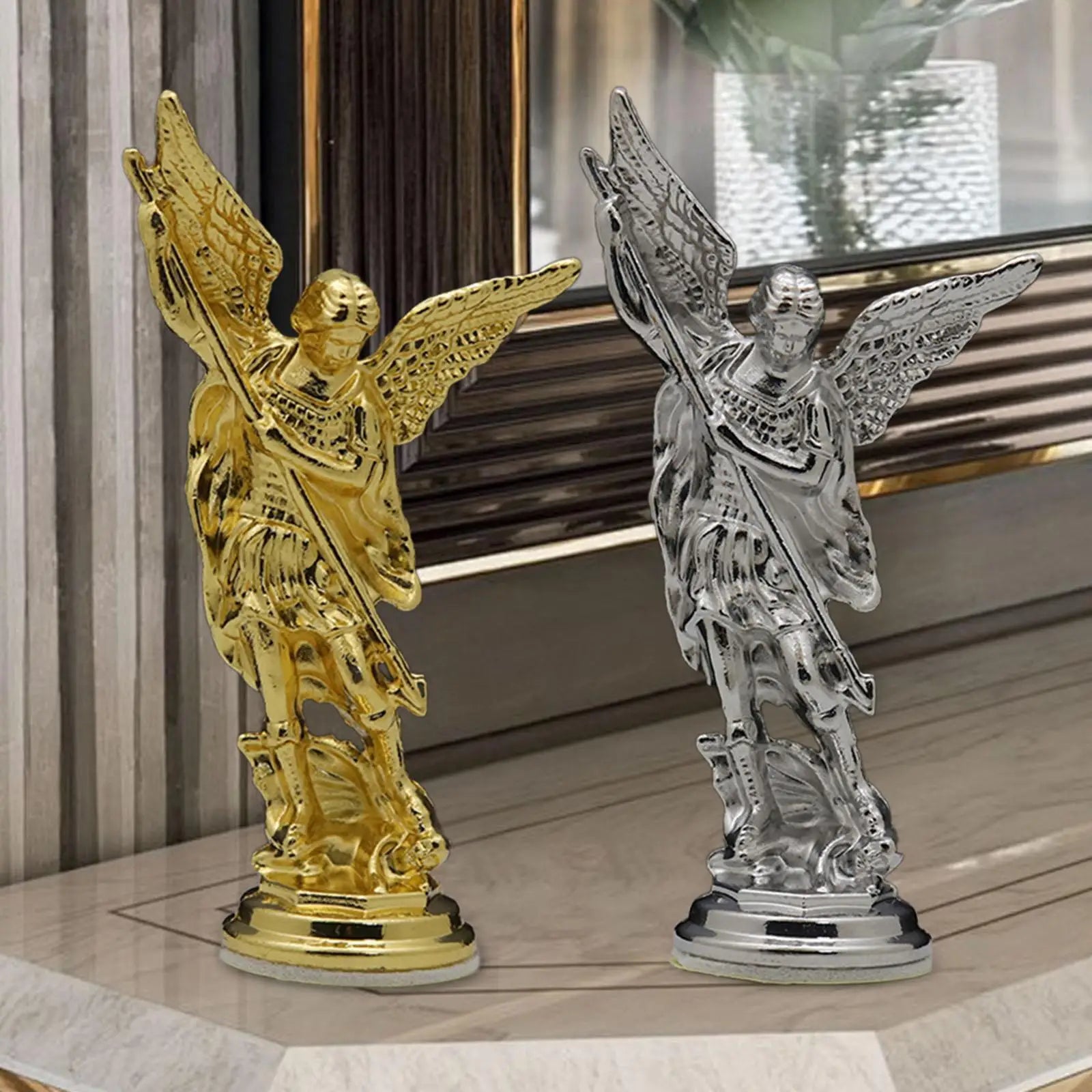 1Pc Figure Statue Defeated Lucifer Tramples Statue Home Decoration Religious Collectible Figure Arcangel Statue Angel Sculpture