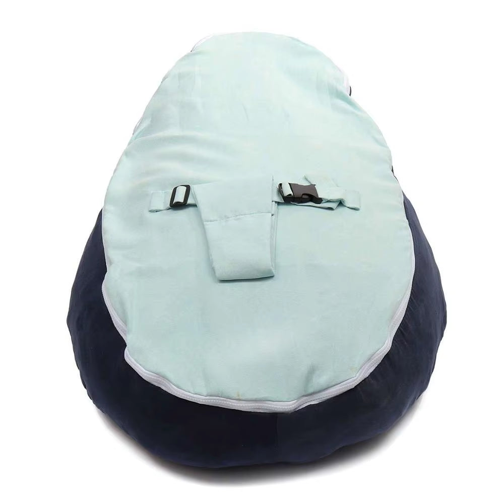 Soft Baby Chair Infant Bean Bag Bed Cover without Filler Pouf for Feeding Baby Snuggle Bed with Belt for Safety Protection