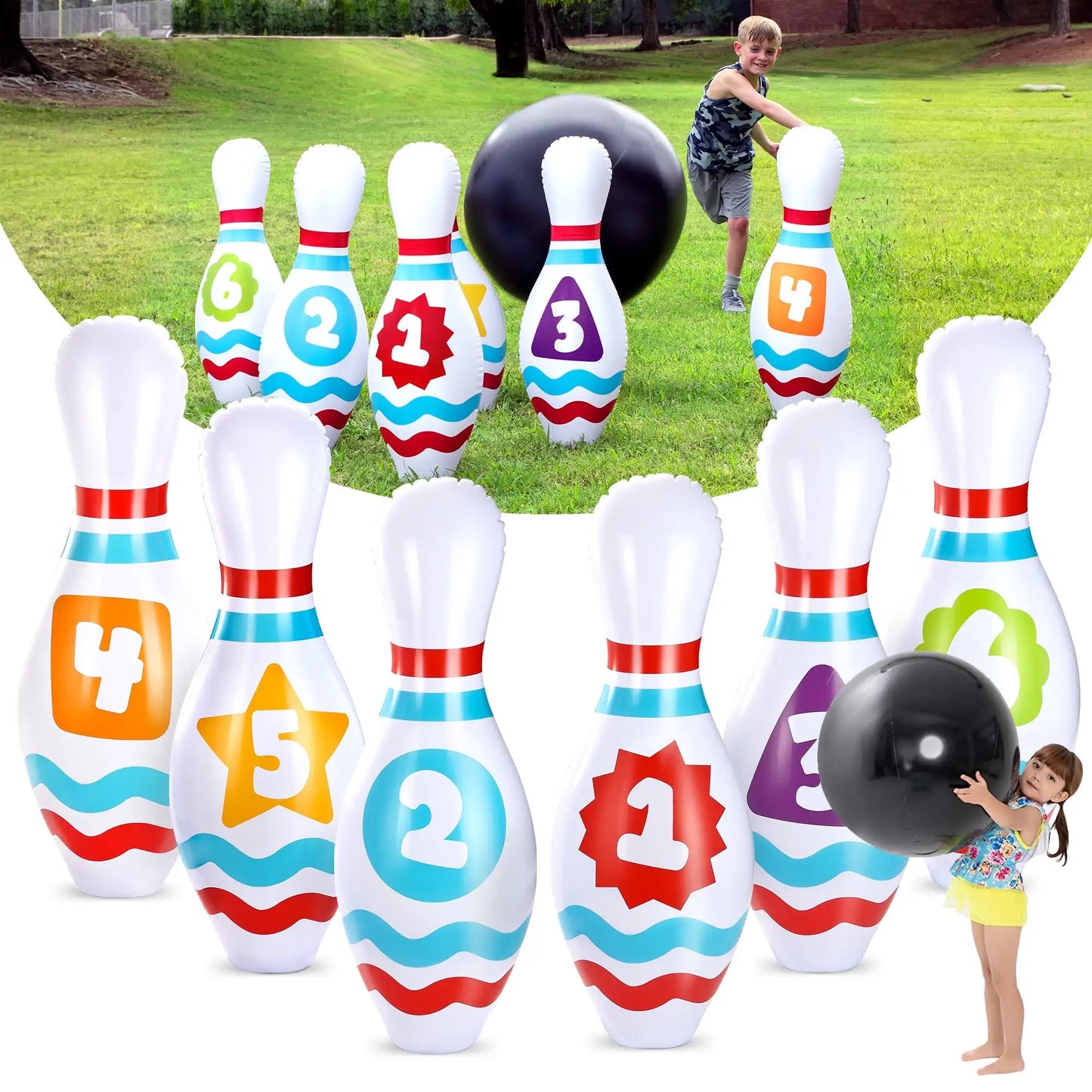 Giant Inflatable Bowling Set for Kids Adults Christmas Birthday Gift Party Games Education Motor Skills Toys
