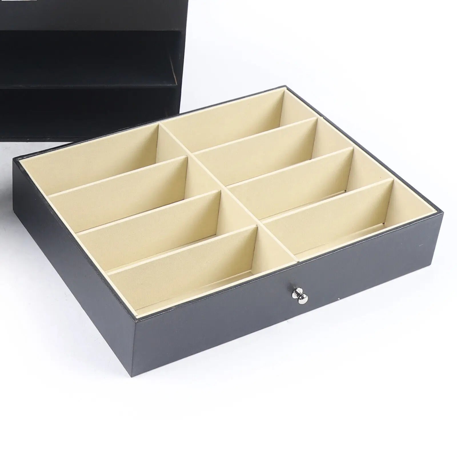 PU Leather Sunglasses Display Box Glass Window Jewelry Organizer for Glasses Rings Necklaces