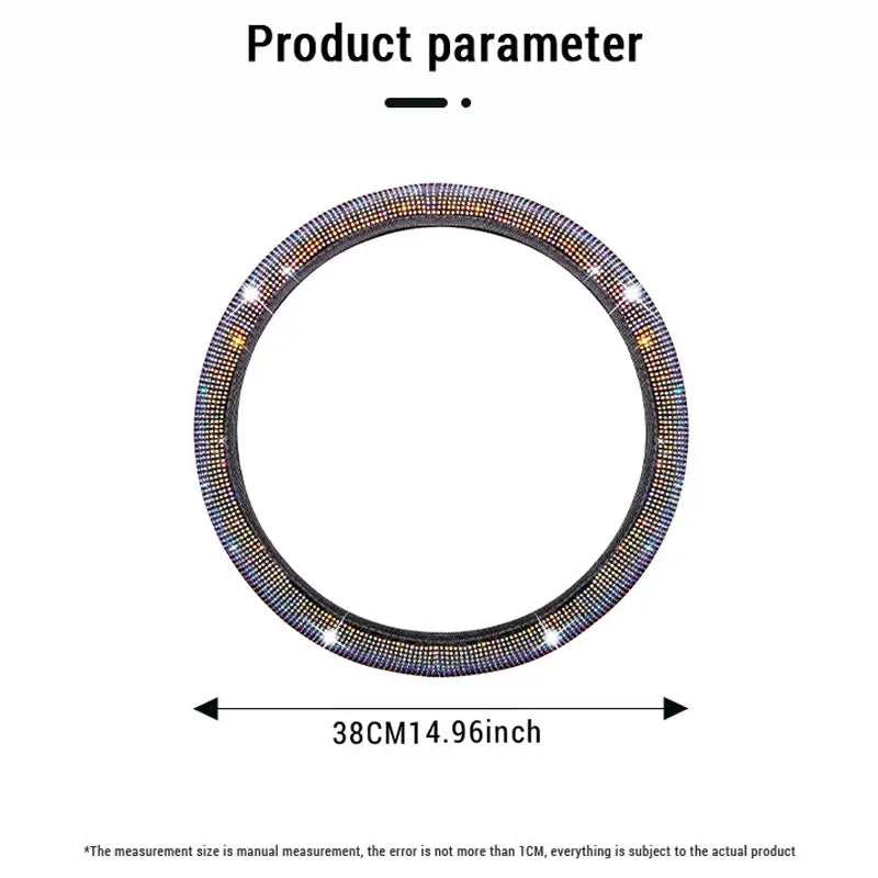 Crystal Car Steering Wheel Cover for Women Girls Cute Glitter Steer Wheel Cover Bling Rhinestone Diamond Car Steering Protection