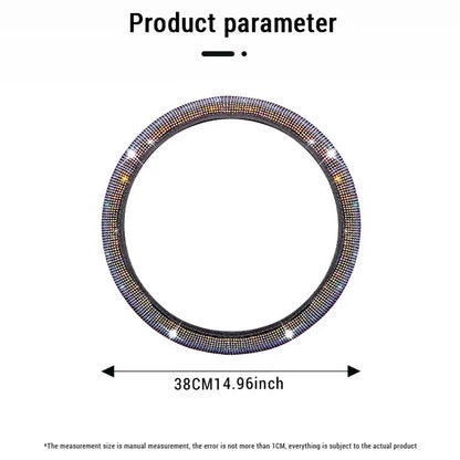 Crystal Car Steering Wheel Cover for Women Girls Cute Glitter Steer Wheel Cover Bling Rhinestone Diamond Car Steering Protection