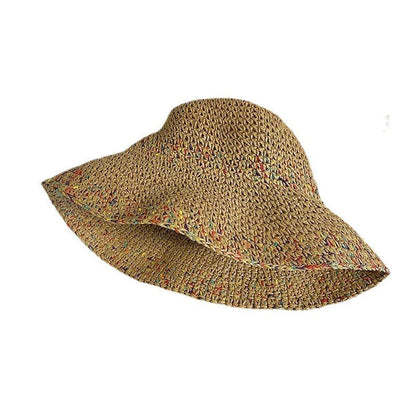2023 Womens Straw Rainbow Splicing Hats Women Panamas UV Protection Sun Visor Beach Hats Women Visors Foldable Female Sun Hat