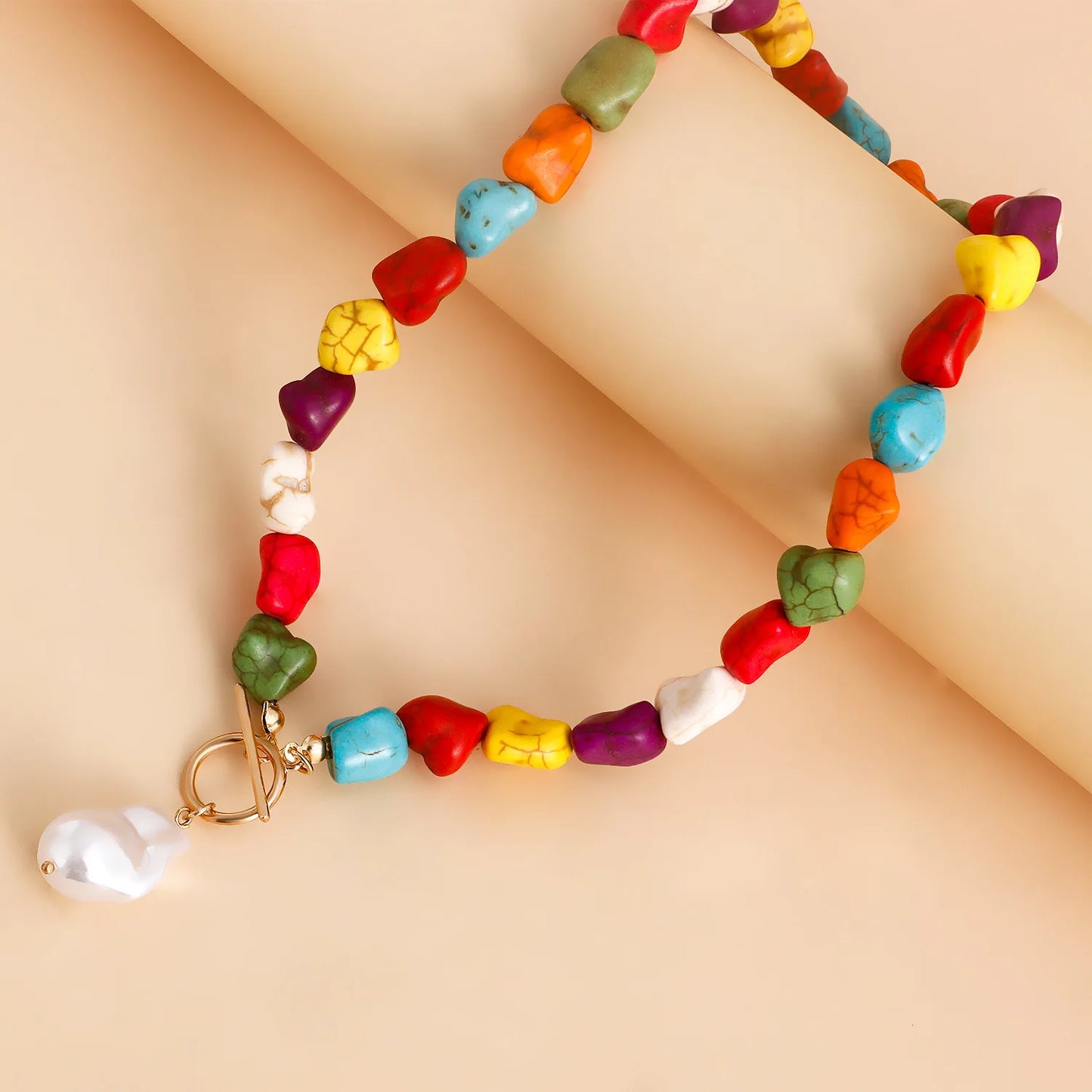Handmade Colorful Irregular Stone Beads Simple Casual Bohemian Choker Necklace Party Wedding Jewelry Accessary Colorful Cute