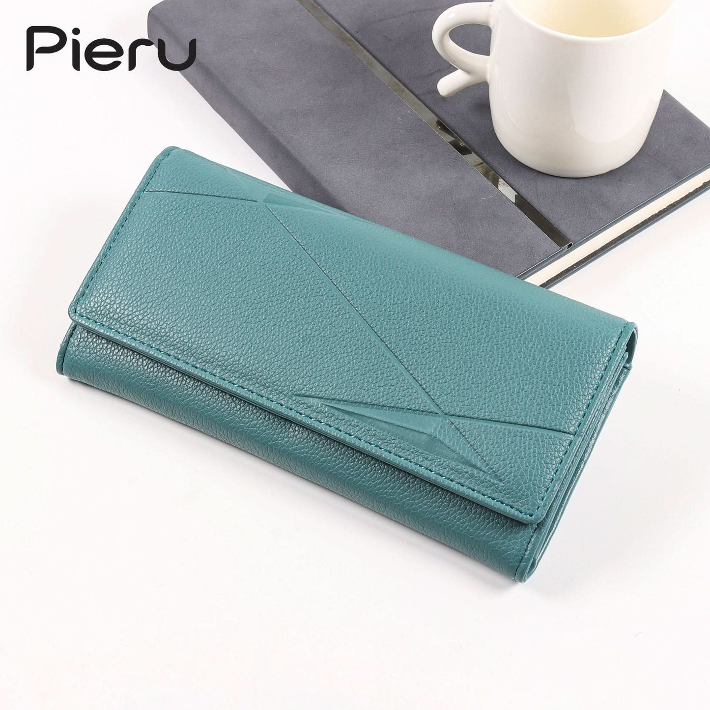 Pieru Women’S Trifold Wallet – Embossed PU Leather Long Wallet