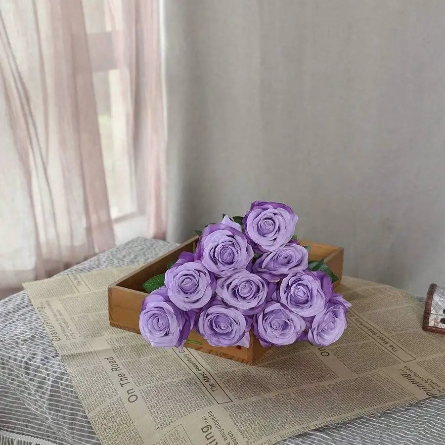 10Pcs Flannel Artificial Roses: Perfect for Valentine’S Day, Home & Wedding Decor