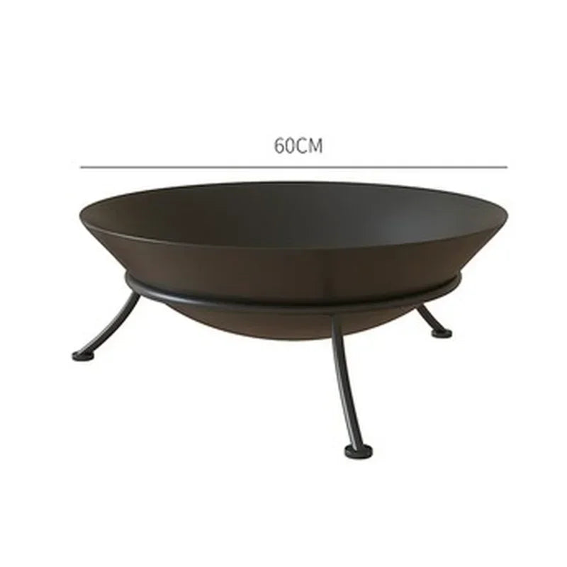 Large Cast Iron Firepit for Garden Modern Fire Pit Outdoor Fireplace Patio Terrace Camping 60Cm